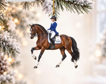 Custom Dressage Equestrian Horse Rider Female Athlete Bauble, Horse Show Jumping Lover Keepsake Pendant, Gift for Horse Girl