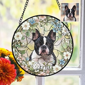 Custom Pet Portrait Glass Suncatcher, Custom Dog Memorial, Pet Portrait from Your Photo, Pet Window Hangings, Pet Lover Gift, Pet loss gifts