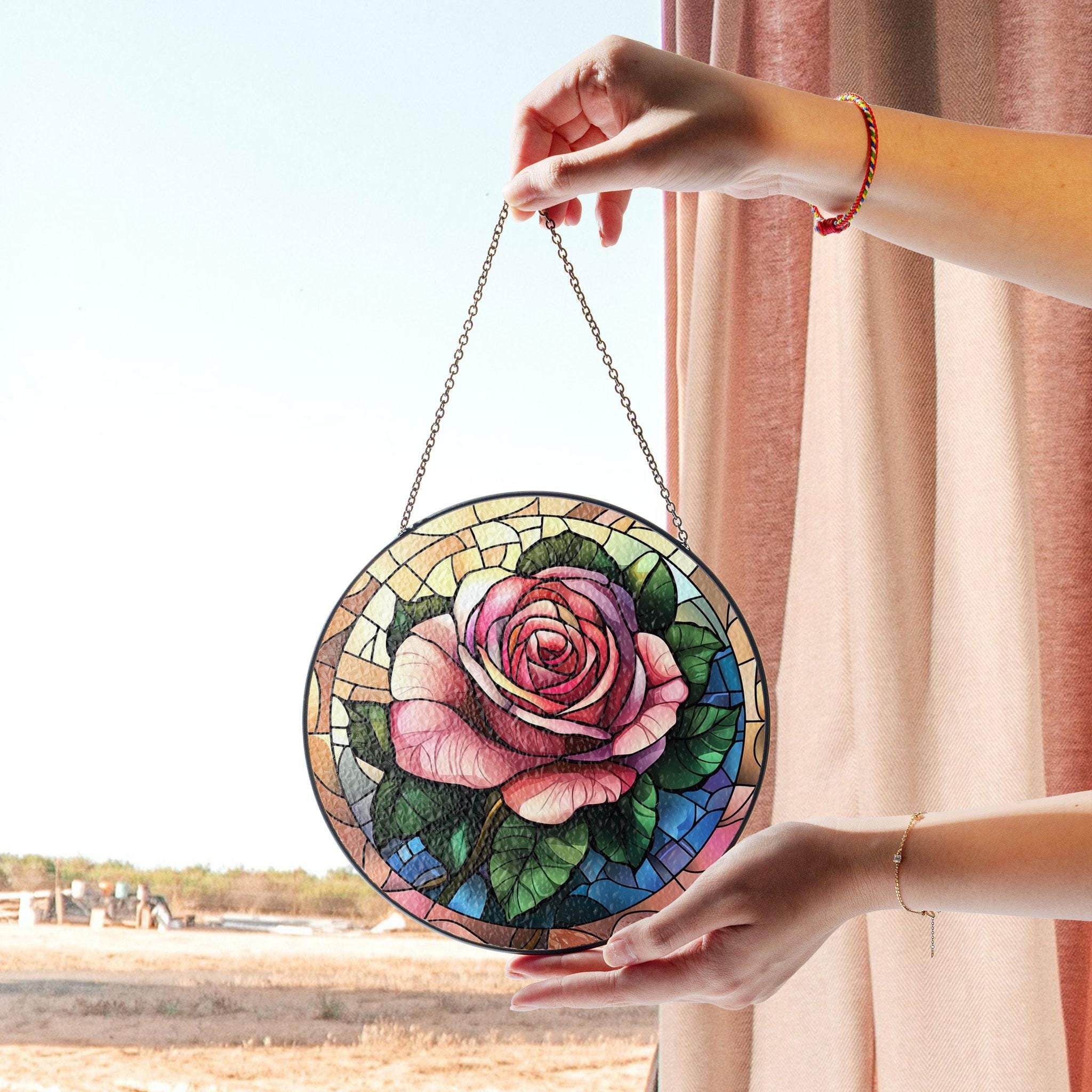 Acchiappasole In Vetro Colorato A Forma Di Fiore: Decorazione Da Finestra Fatta A Mano, 20 Cm - 4