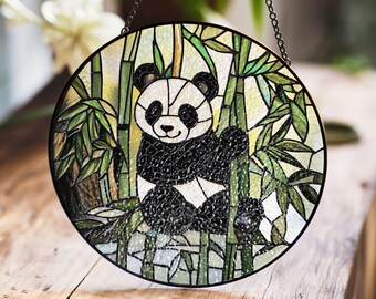 遊び心あふれるパンダのステンドグラス - 竹細工 - Etsy 日本