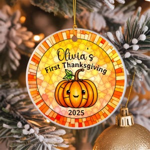 First Thanksgiving Ornament, Baby&#39;s First Holiday Ornament, Personalized Thanksgiving Ornament, Kids Thanksgiving Keepsake Ornament