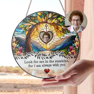 Personalized Memorial Suncatcher, Custom Photo Stained Glass, Remembrance Gift, Sympathy Window Hanging, Mother’s Day, Father’s Day