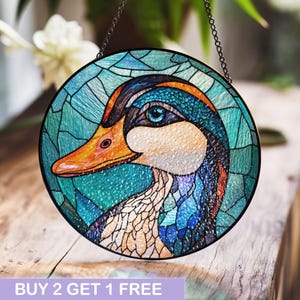 Vibrant Duck Stained Glass Window Hanging - Nature-Inspired Artistic Decor