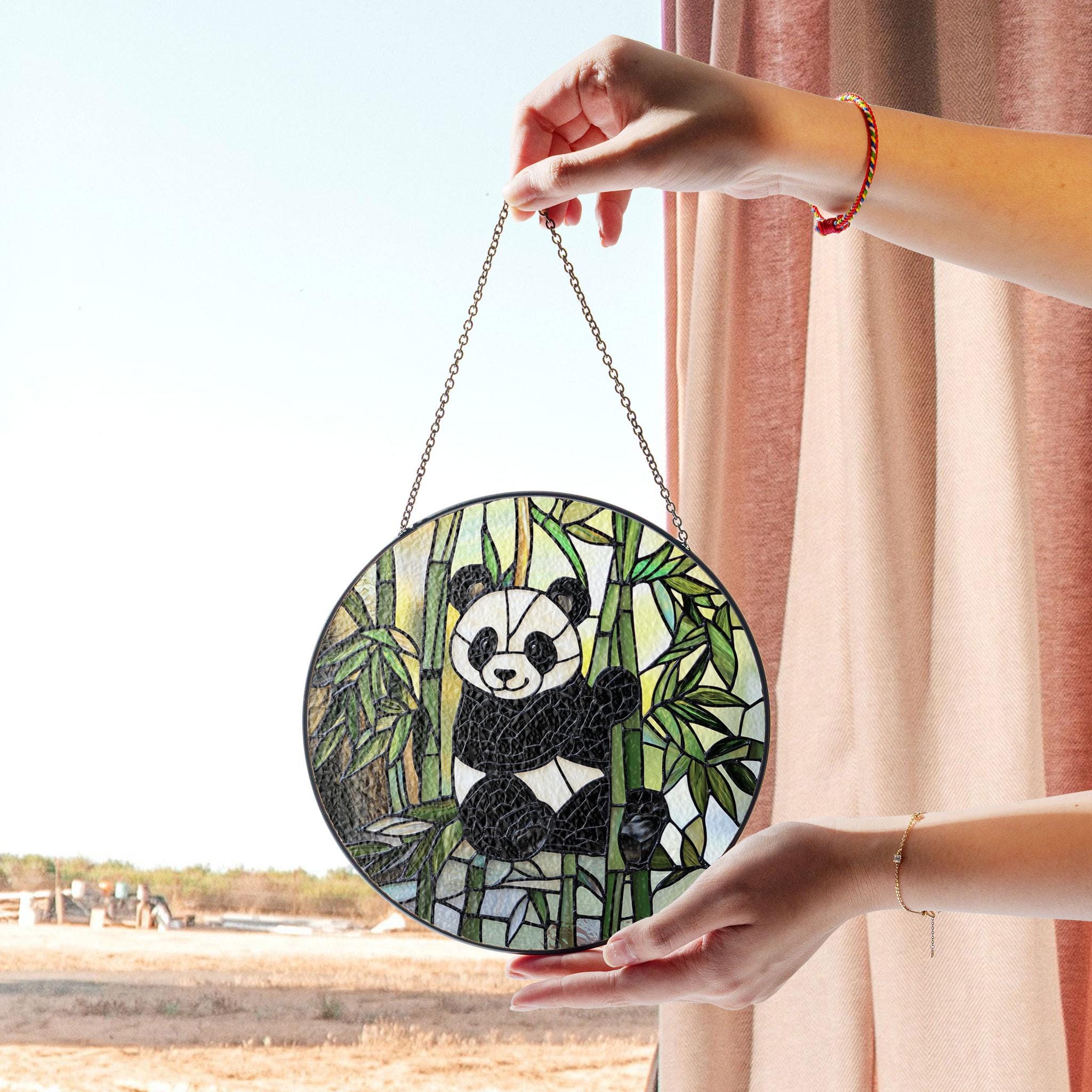 遊び心あふれるパンダのステンドグラス - 竹細工 - Etsy 日本
