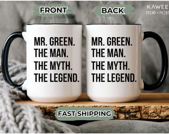 The Man. The Myth. The Legend. Mug • Personalized Teacher Gift for Him • Custom Name Coffee Cup • Funny Male Teacher Appreciation