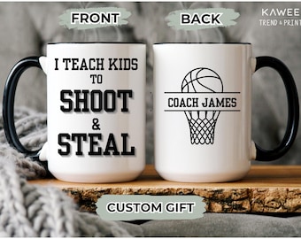 Basketball Coach Mug – Personalized Basketball Gift – Funny Coach Coffee Cup – End of Season Thank You Gift – Custom Team Coach Present
