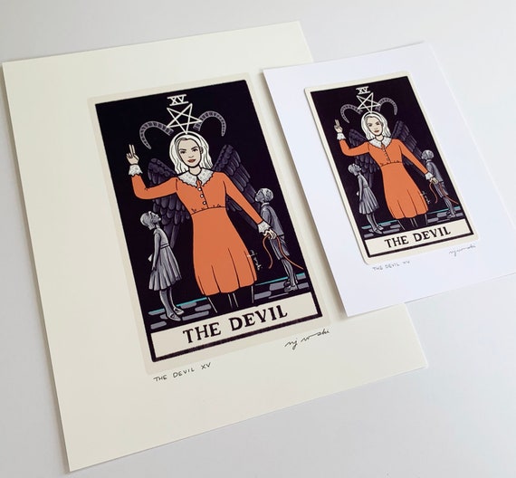 The Devil XV - Tarot Card Art - 5x7 Art Print, Hand-cut and