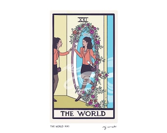 The World XXI - Tarot Card Art - 5x7 art print, hand-cut and mounted card