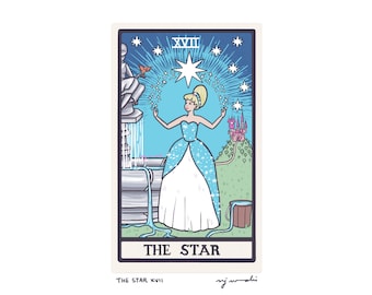 The Star XVII - Tarot Card Art - 5x7 art print, hand-cut and mounted card