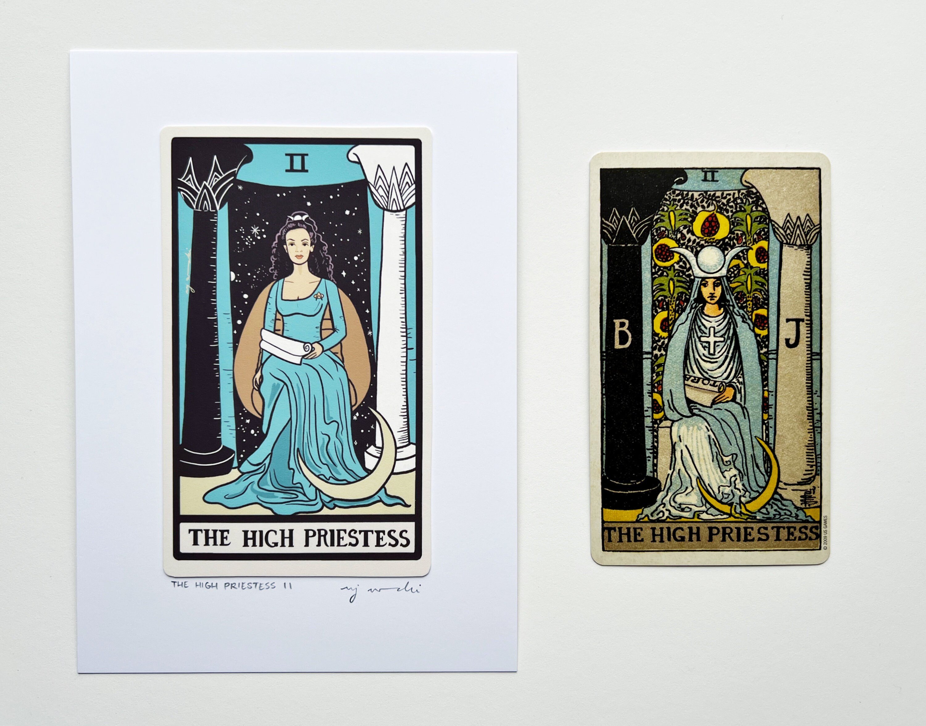 The High Priestess II - Tarot Card Art - Hand-cut Art Card Mounted on ...