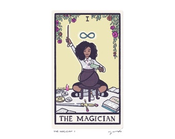 The Magician I - Tarot Card Art - Hand-cut art card mounted on 5x7 backing