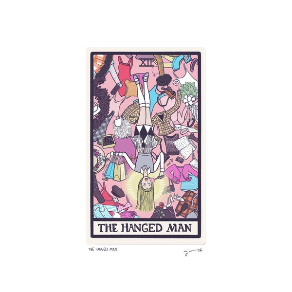 The Hanged Man XII - Tarot Card Art - 5x7 art print, hand-cut and mounted card