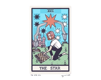 The Star XVII - Tarot Card Art - 5x7 art print, hand-cut and mounted card