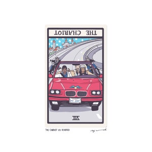 The Chariot VII Reversed - Tarotkaartkunst - Handgesneden kunstkaart gemonteerd op een achterkant van 5 x 7