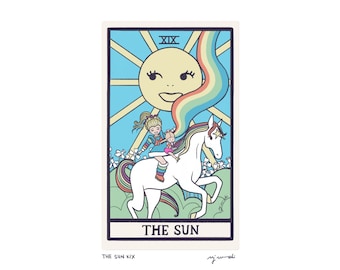 The Sun XIX - Tarot Card Art - 5x7 art print, hand-cut and mounted card