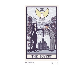 The Lovers VI - Tarot Card Art - Hand-cut art card mounted on 5x7 backing