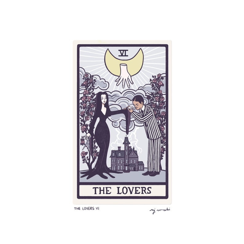 The Lovers VI Tarot Card Art Hand-cut art card mounted on 5x7 backing Light