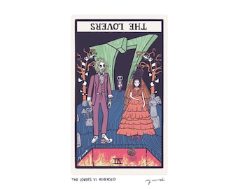 The Lovers Reversed VI - Tarot Card Art - 5x7 art print, hand-cut and mounted card