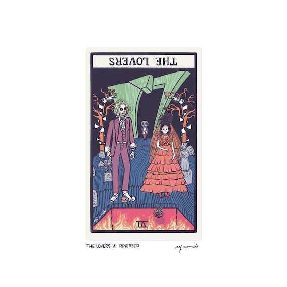 The Lovers Reversed VI - Tarot Card Art - 5x7 Art Print, Hand-cut