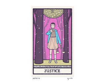 Justice XI - Tarot Card Art - 5x7 art print, hand-cut and mounted card