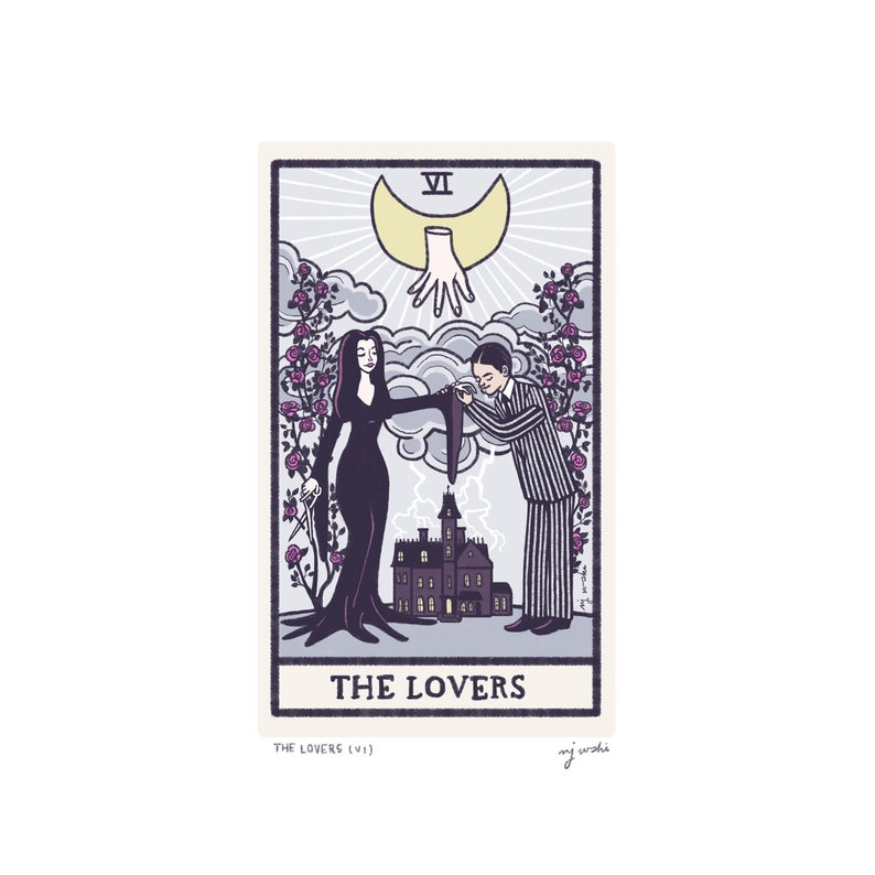 The Lovers VI  Tarot Card Art  Addams Family  5x7 art image 2