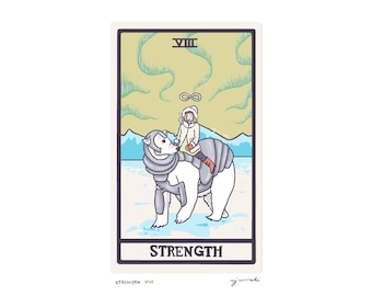Strength VIII - Tarot Card Art - Hand-cut art card mounted on 5x7 backing