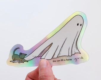 Holographic Ghost & Cat vinyl sticker