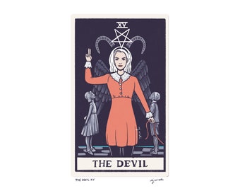 The Devil XV - Tarot Card Art - 5x7 art print, hand-cut and mounted card