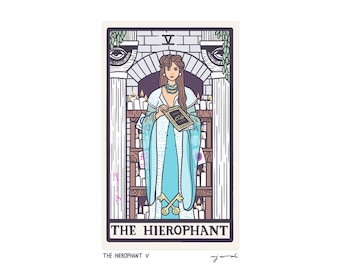 The Hierophant V - Tarot Card Art - 5x7 art print, hand-cut and mounted card