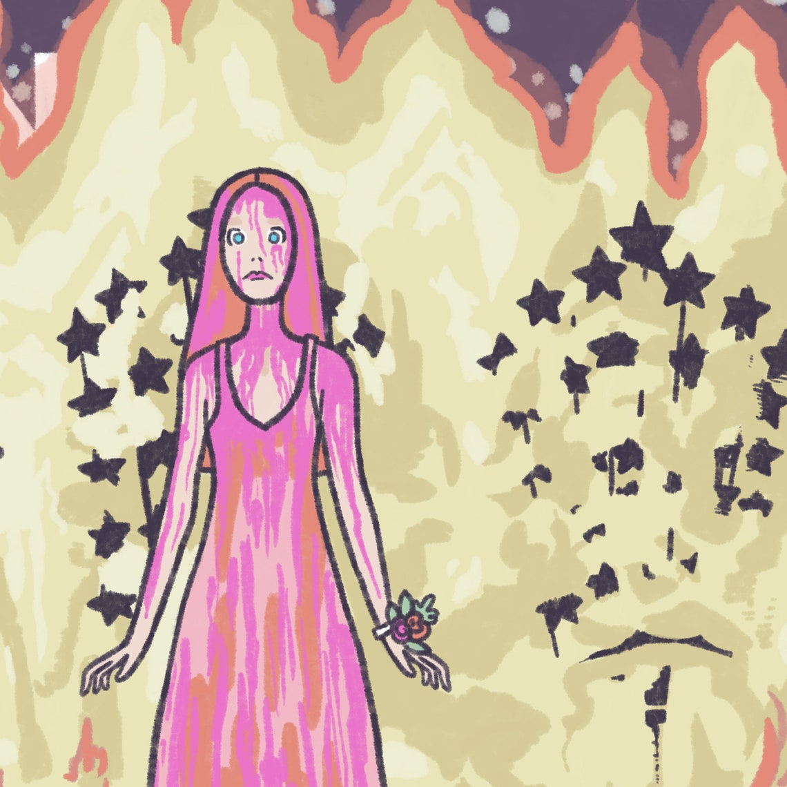 Queen of Wands Reversed  Tarot Card Art  Carrie White  5x7 image 2