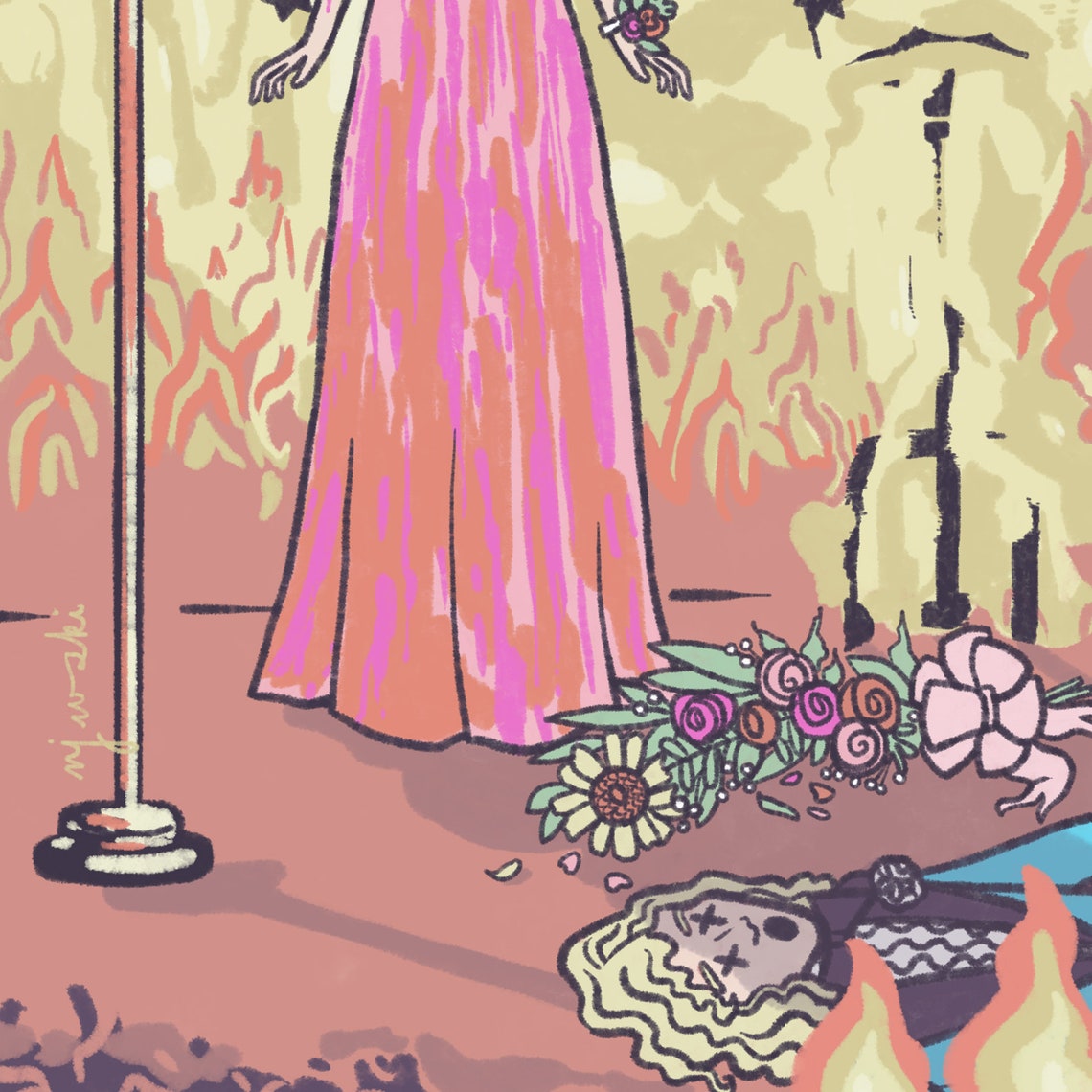 Queen of Wands Reversed  Tarot Card Art  Carrie White  5x7 image 3