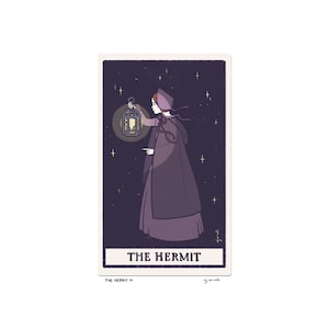 O Eremita IX - Arte em Cartas de Tarô - Impressão artística 5x7, cartão cortado e montado à mão