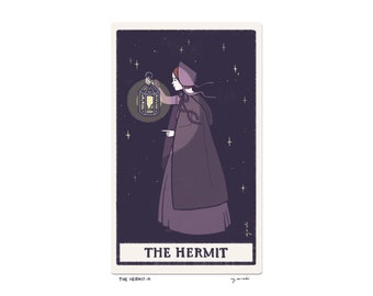 The Hermit IX - Tarot Card Art - 5x7 art print, hand-cut and mounted card