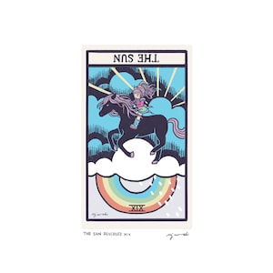The Sun XIX Reversed - Tarot Card Art - 5x7 art print, hand-cut and mounted card