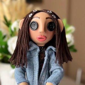Coraline Doll Custom Art Doll with Button Eyes • Personalized Lookalike Gift • Handmade Fantasy Cloth Doll • Spooky Cute Gothic Decor