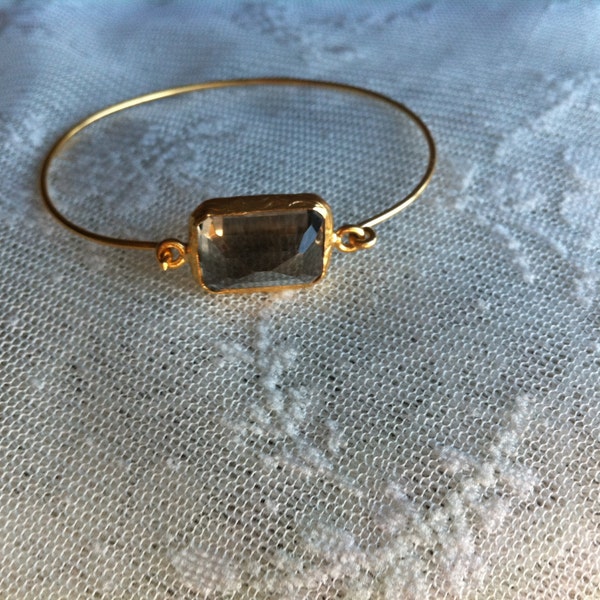 New Smoky Quartz Gold Bangle Bracelet