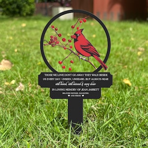 Cardinal Metal Stake, Cardinal Memorial Stake, Temporary Grave Marker, Garden Metal Yard Art Memorial Tree Plaque with Stake Memorial Plaque