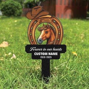 Custom Horse Memorial Grave Marker, Pet Plaque Stake, Engraved Horse Name Keepsake, Garden Sign, Pet Loss Gift, Horse Memorial Stake
