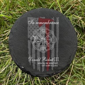 Fireman Memorial Stone, Firefighter Loss Sympathy Gifts, Bereavement Gift, Loss Of Dad, In Loving Memory,Remembrance Stone, Garden Stone
