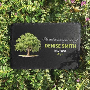 Custom Memorial Stone, Remembrance Stone, Sympathy Gift, Stone With Trees, Bereavement Plaque, Gift for someone who lost their mom