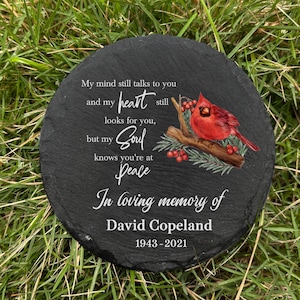 Custom Memorial Stone, Cardinal Memorial Gifts, Bereavement Gift, Loss of Mom, Dad Sympathy Gift, Keepsake Garden Decor