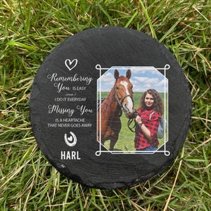 Horse Memorial Stone, Pet Garden Stone, Horse Photo Sympathy Gift, Custom Pet Horse Portrait, Loss Of Horse, In Loving Memory Horse