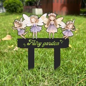Personalized Fairy Metal Stake, Garden Fairy Yard Stake, Fairy Metal Sign, Fairy Garden Decor, Garden Yard Art, Custom Gardener Name Sign