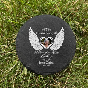 Piedra conmemorativa para jardín, regalos de piedra funeraria con imagen, regalo de recuerdo, piedra de memoria grabada, marcador de tumba conmemorativo, regalo funerario
