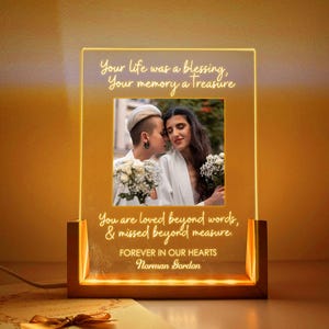 Personalized Memorial Night Light, Sympathy Gifts, Loss Of Mom Remembrance Gifts, Photo Dad Memorial Led Lights, Loss Of Loved Ones