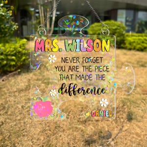 Custom Teacher Acrylic Suncatcher, Teacher Appreciation Gift From Student, Back To School Gift, End of Year Gift, Gift for Teacher