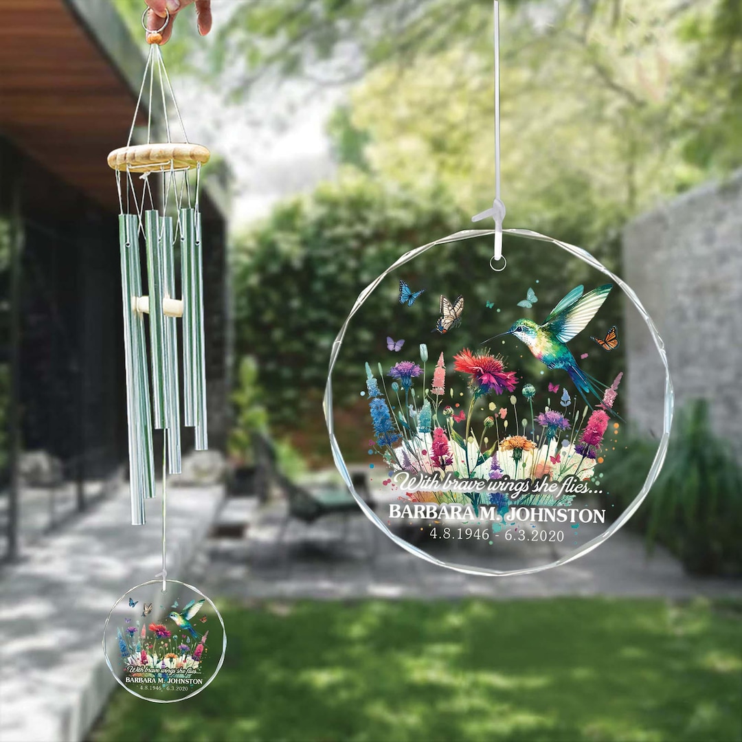Personalized Hummingbird Memorial Wind Chime, Hummingbird Memorial ...