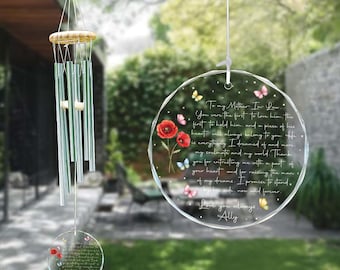 Personalized Mother in Law Wind Chime, Gift from Bride, Glass Ornament