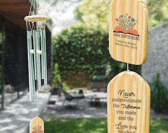 Personalized Retirement Wind Chimes, Teacher Nurse Coworker Gift, Happy Retirement Retiree