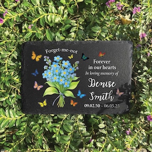 Custom Memorial Stone, Remembrance Stone, In Loving Memory, Sympathy Gift, Stone With Butterflies, Bereavement Plaque, Mom Sympathy Gifts